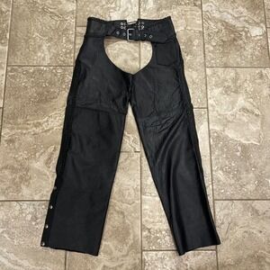 Vintage Hot Leathers Motorcycle Chaps Braided Trim Biker Womens Sz XS